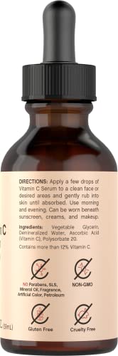 Vitamin C Serum for Face | 2 oz | Brightening Serum for Dark Spots | Paraben & SLS Free
