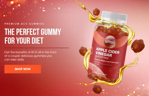 umsii Apple Cider Vinegar Gummies | 1,000 mg Organic Extract | Can Promote Gut Health
