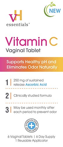 vH essentials Vitamin C Vaginal Tablet | Boric Acid Suppository Alternative | Supports Healthy pH and Eliminates