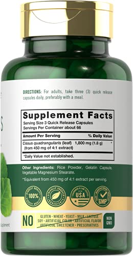 Carlyle Cissus Quadrangularis 1800mg | 200 Capsules | Traditional Herb Extract