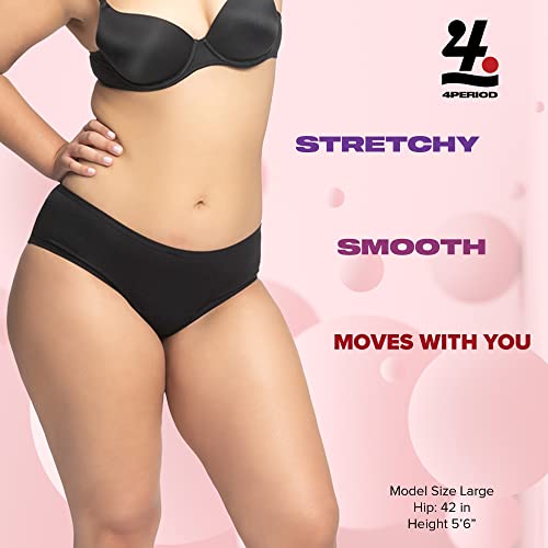 4period High Absorbency for Heavy Flow Period Panties; Leakproof, for Teens and Women (3 Black, X-Large) 4period