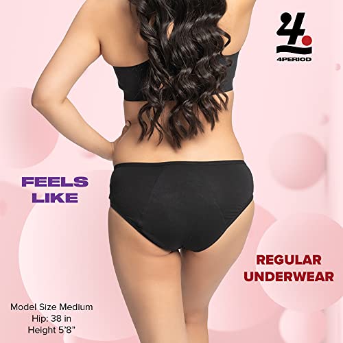 4period High Absorbency for Heavy Flow Period Panties; Leakproof, for Teens and Women (3 Black, X-Large) 4period