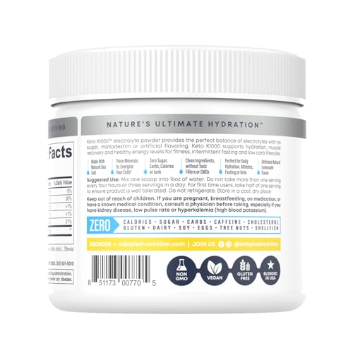 Hi-Lyte Keto K1000 Electrolyte Powder | Lemonade | Hydration Supplement Drink Mix