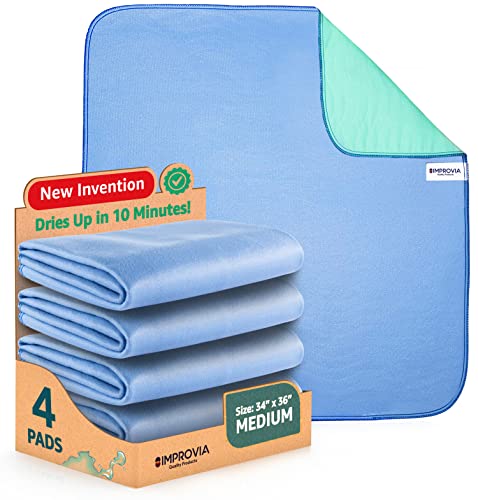 IMPROVIA® Washable Underpads, 34" x 36" (Pack of 4) - Heavy Absorben