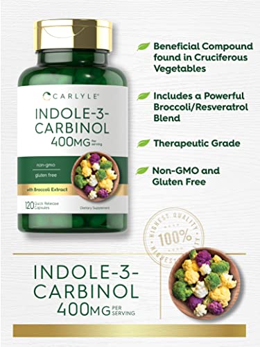 Carlyle Indole-3-Carbinol (I3C) 400mg | 120 Capsules | Advanced Formula