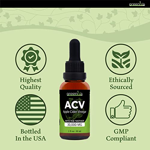 GreenIVe ACV Drops Apple Cider Vinegar Tincture with The Mother Weight Management