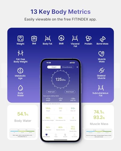 FITINDEX Smart Scale, FSA HSA Eligible Scale for Body Weight, Body Fat Scale with All-in-one