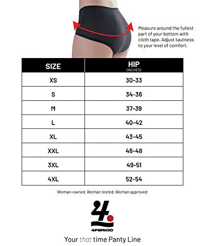 4period High Absorbency for Heavy Flow Period Panties; Leakproof, for Teens and Women (3 Black, X-Large)