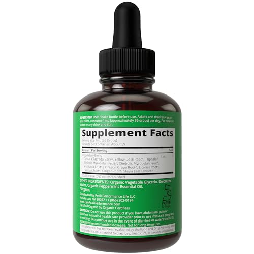 USDA Organic Colon Cleanse Liquid Drops. Vegan, Kosher Colon Cleanser & Detox Supplement