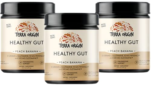TERRA ORIGIN Healthy Gut Peach Banana | 3-Pack, 90 Servings (Three 30-Serving tubs)