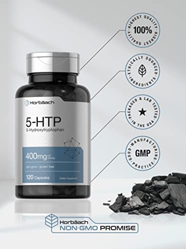 5HTP 400mg | 120 Capsules | 5-HTP Extra Strength Supplement | Non-GMO, Gluten Free Horbäach