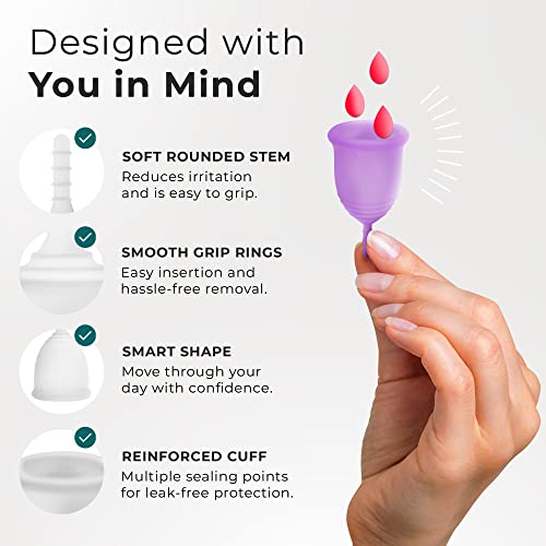CareCup Menstrual Cups - Set of 2 Reusable Period Cups - Premium Design with Soft