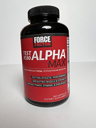 FORCE FACTOR Test X180 Alpha Max, 2-Pack, Total Testosterone and Nitric Oxide Booster for Men with Fenugreek Seed & Tribulus to Increase Blood Flow & Improve Male Athletic Performance, 360 Capsules