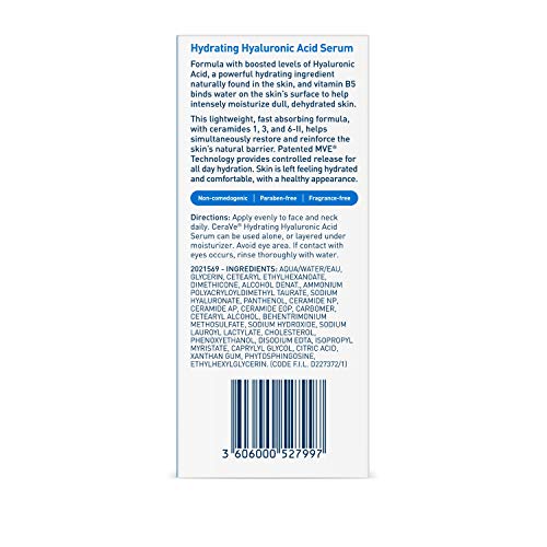 Cerave Hyaluronic Acid Serum for Face with Vitamin B5 and Ceramides