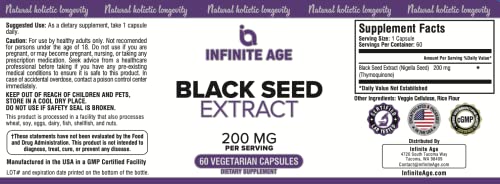 INFINITE AGE Dry Organic Black Seed Oil Extract Capsules - Nigella Sativa Seed Extract