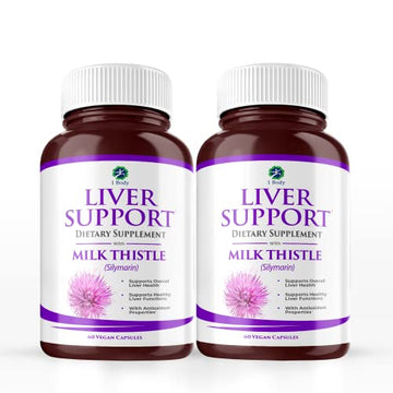 1 Body Liver Support: Twin Pack - 60 Capsules Each - Milk Thistle
