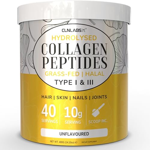 100% Pure Hydrolysed Collagen Peptides Powder - 400g Tub | Halal & Grass-Fed Bovine Collagen