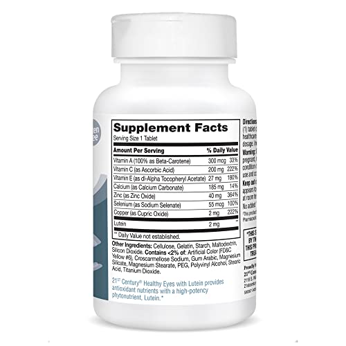 21st Century Healthy Eyes with Lutein Tablets, 60 Count, White (27452)