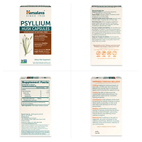 Himalaya Psyllium Husk Capsules, Natural Daily Fiber Supplement, Regularity, Constipation