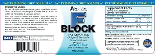 Absolute Nutrition FBlock Xtra Fat Absorber, Diet Formula, 90 Capsules Absolute Nutrition