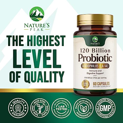 Nature's Peak Probiotics for Digestive Health - 120 Billion CFU with Diverse Strains