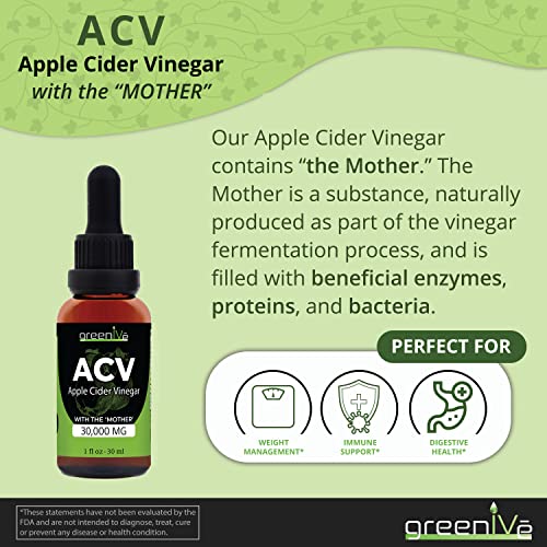 GreenIVe ACV Drops Apple Cider Vinegar Tincture with The Mother Weight Management