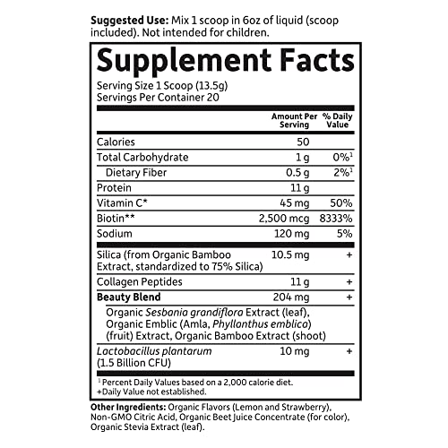 Garden of Life Grass Fed Collagen Beauty - Strawberry Lemonade, 20 Servings - Collagen