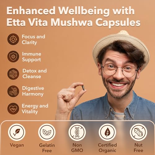 USDA Organic Lions Mane Supplement Capsules with Ashwagandha, Chaga, Reishi, Cordyceps