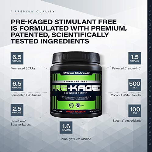 Kaged Stimulant Free Pre Workout Powder | Fruit Punch | Pre-Kaged | Formulated