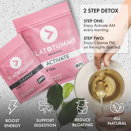 Flat Tummy Tea 2-Step Detox Tea – 2 Week Program – to Boost Energy, Speed Metabolism