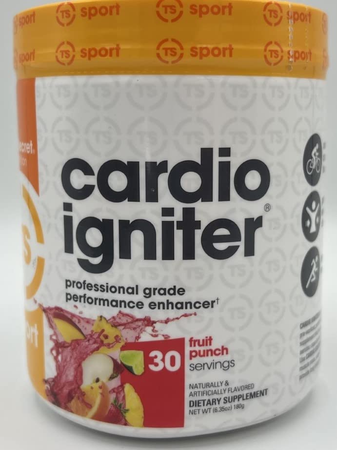 Top Secret Nutrition Cardio Igniter Pre-Workout Supplement with Beta-Alanine, L-Carnitine, and Red Beet Extract, 6.35 oz. (180g), (30 Servings) Fruit Punch