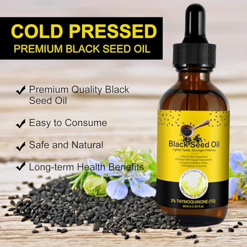 2 Pack Black Seed Oil, Organic Cold Pressed Unrefined Black Seed Oil, Pure Natural Black