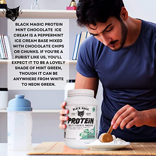 Worldwide Nutrition Bundle, 2 Items: Black Magic Multi-Source Protein Powder - Whey, Egg Albumin Enzymes, Micellar Casein & MCTs - Muscle Mass Gaining - Mint Chocolate Flavor - 2 LB and Keychain