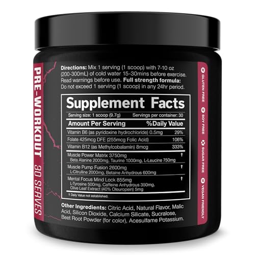 JNX SPORTS The Shadow! 350mg of Caffeine Hard Core Preworkout -Electric Energy, Mental Focus, Superhuman Strength, Men & Women - Strawberry Pineapple 30 Servings…