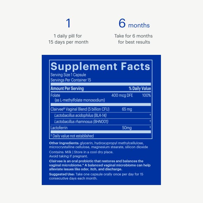 Bonafide Clairvee – Relief from Vaginal Odor^ – Hormone-Free, Drug-Free Vaginal Probiotic – Reduces Odor^