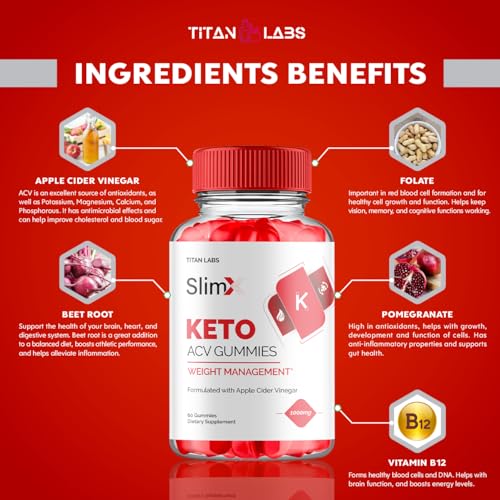 (2 Pack) SlimX Keto ACV Gummies, SlimX Keto ACV Advanced Weight Loss 1000MG Apple