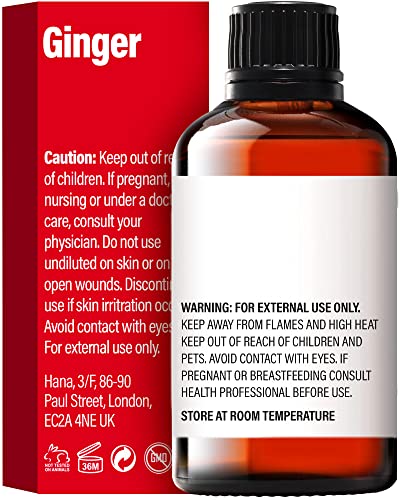 H’ana Pure Ginger Oil for Belly Fat & Pain - 100% Natural Therapeutic Grade Ginger Essentia