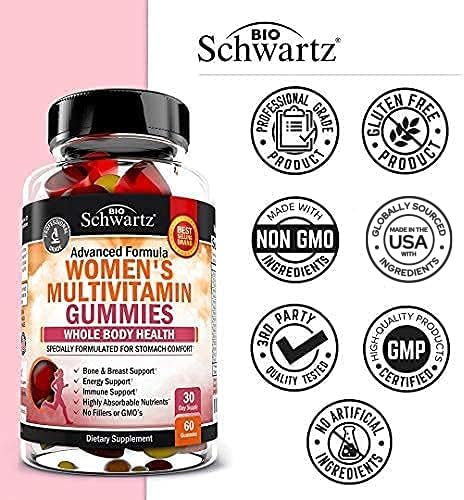 Women's Multivitamin Gummies with A C B6 B12 D & E Vitamins for Immune Support