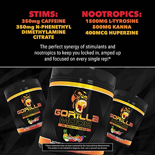 Gorilla Mode Pre Workout - Massive Pumps · Laser Focus · Energy · Power - L-Citrulline