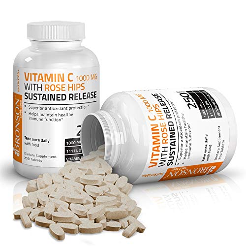 Bronson Vitamin C 1000 mg with Rose Hips Sustained Release, 250 Tablets