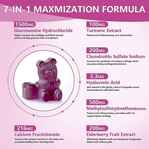 UPNEUTRI Glucosamine Chondroitin Gummies Sugar Free, Extra Strength 1500mg Glucosam