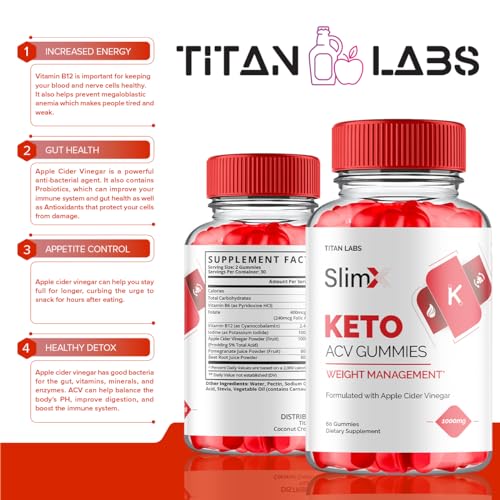 (2 Pack) SlimX Keto ACV Gummies, SlimX Keto ACV Advanced Weight Loss 1000MG Apple