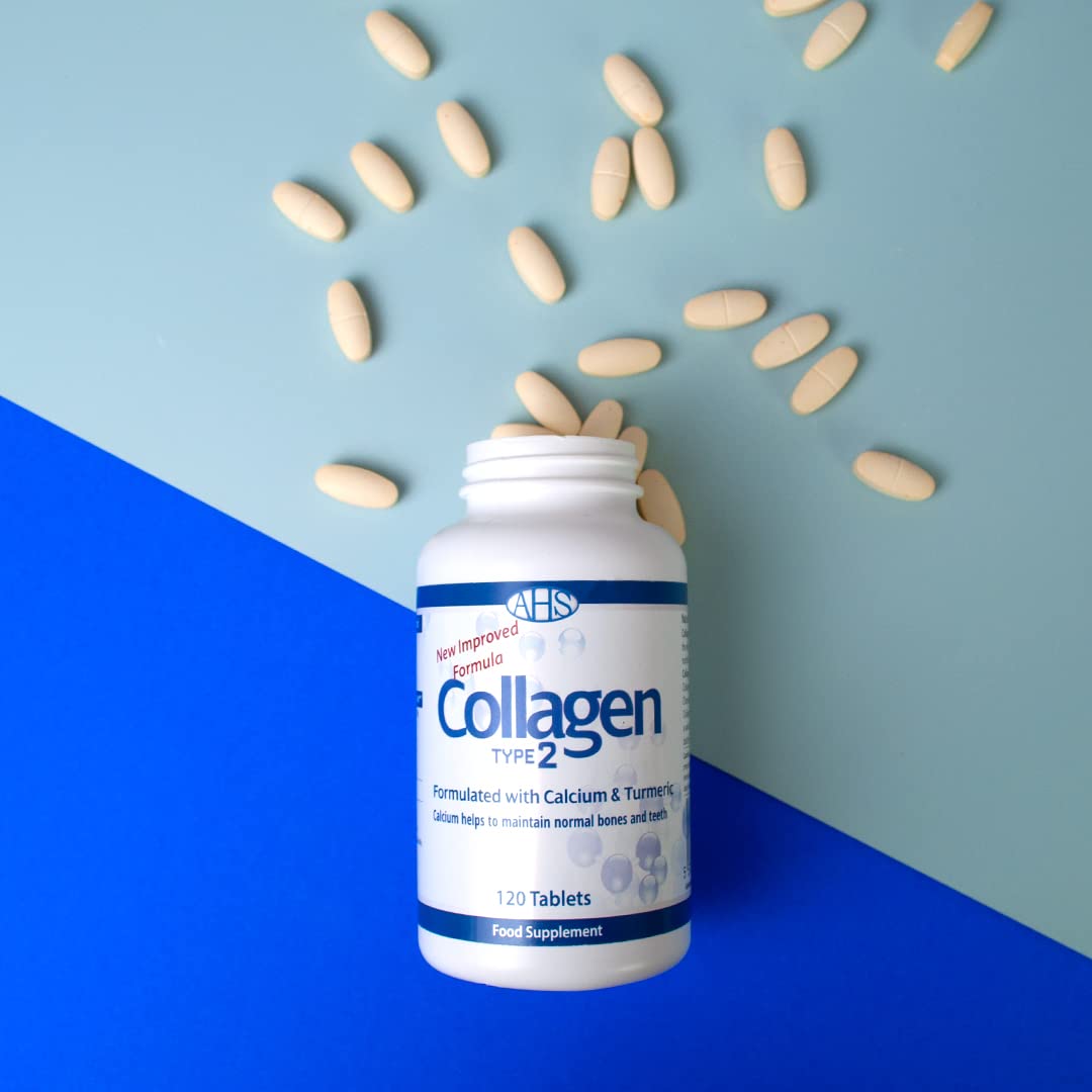 AHS Collagen Type 2 120 Tablets - 4500MG Per Day - Formulated with Calcium and Turmeric