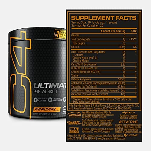 Cellucor C4 Ultimate Pre Workout Powder Orange Mango - Sugar Free Preworkout