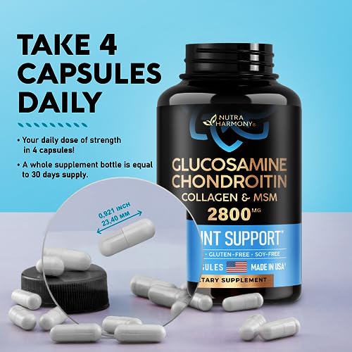 Glucosamine | Chondroitin | MSM | Collagen - 2800 mg Joint Support Supplement
