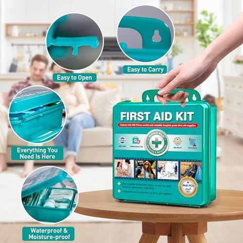 General Medi 360 Pieces Hardcase First Aid Kit - Comprehensive Large First Aid Box