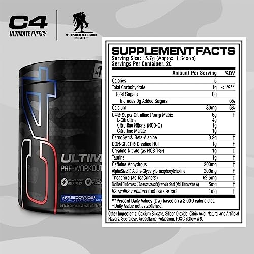 C4 Ultimate x Wounded Warrior Project Pre Workout Powder Freedom Ice - Sugar Free