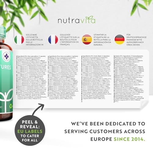 60 Billion CFU Probiotic Cultures - Scientifically Backed Lactospore® for Good Gut Flora Nutravita