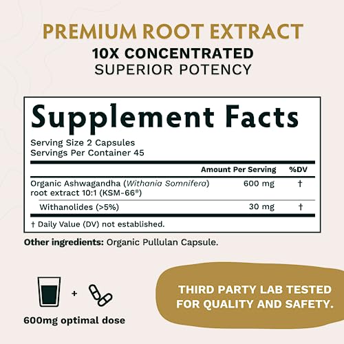 TRIBE ORGANICS Vegan Ashwagandha KSM 66 Pure Organic Root Powder Extract Ayurvedi