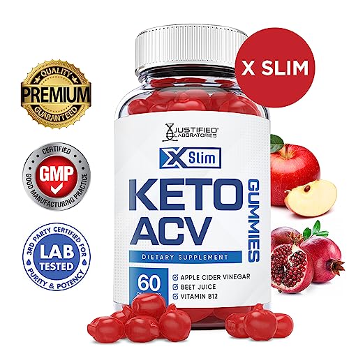 Justified Laboratories X Slim Keto ACV Gummies 1000MG Xslim Vegan Non GMO with Pomegranate